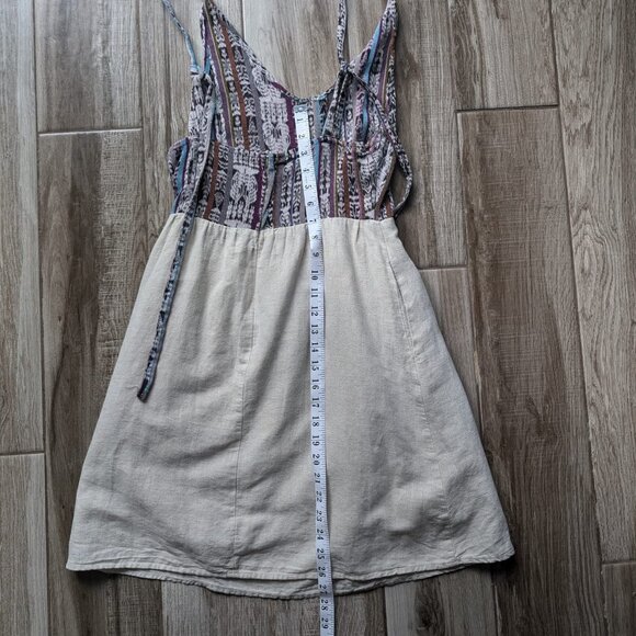 GAP Linen Cotton Boho Sleeveless Mini Dress Women’s Size 2 Beige Multicolor - Picture 4 of 5